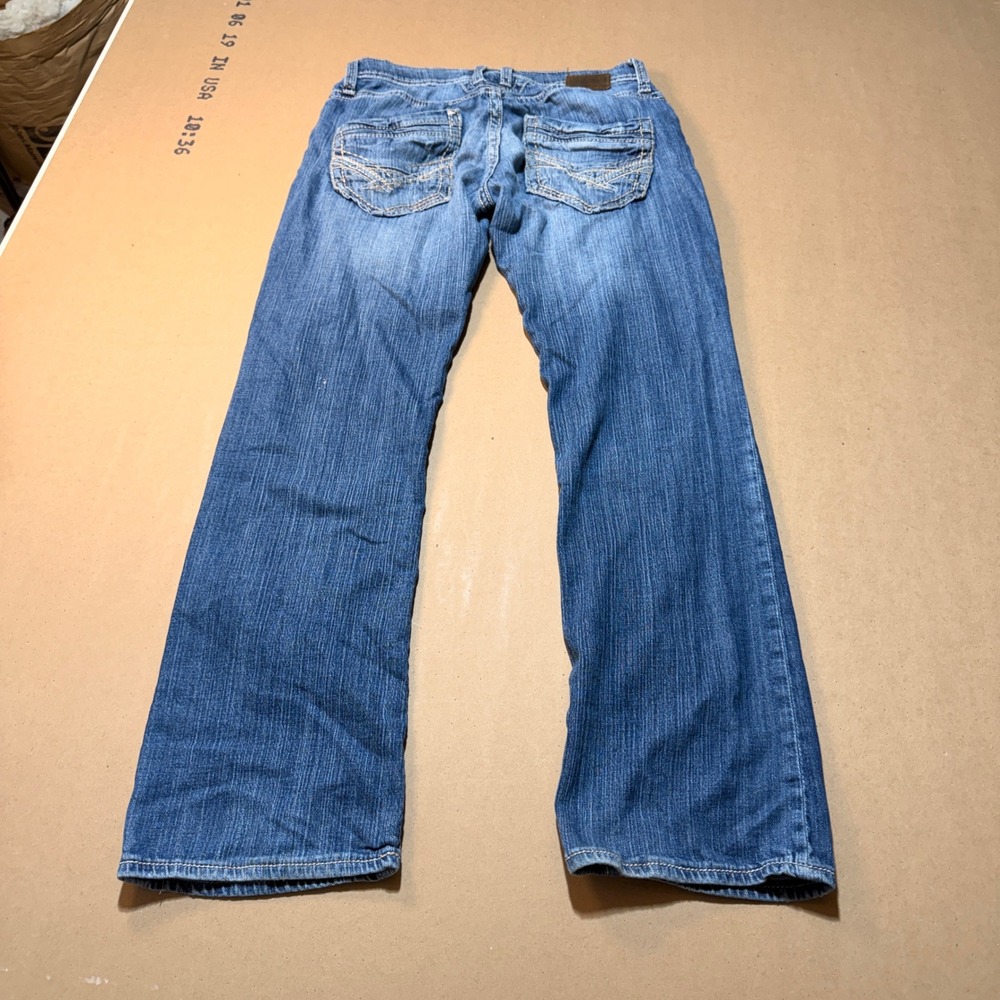 BKE Aiden Bootcut Jeans 30S Blue Excellent Distressed Contrast Stitch